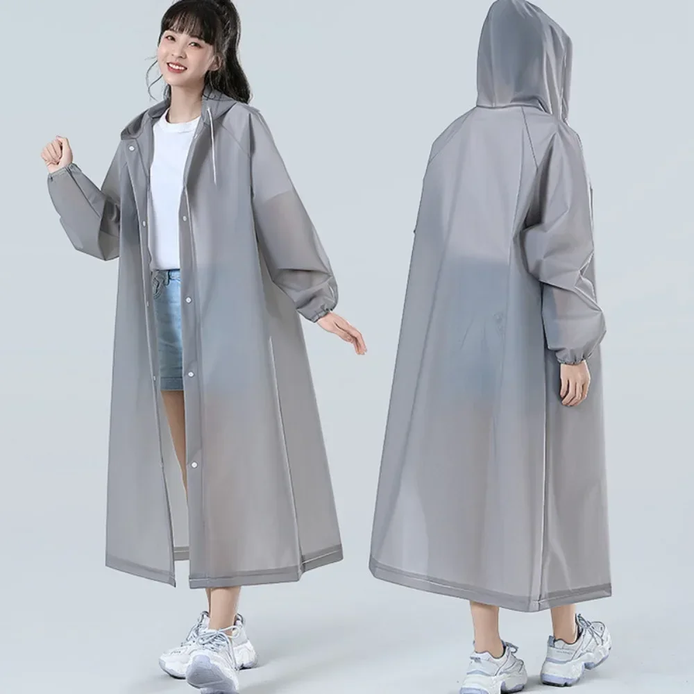 Adult Raincoat Hooded One-piece Long Raincoat Reusable Poncho Outdoor Rainwear For Women And Men Transparent Waterproof Poncho