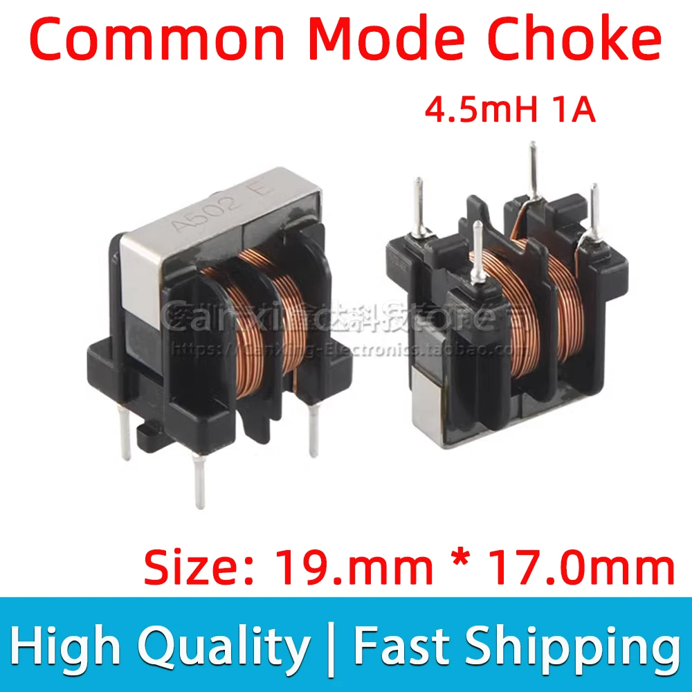 5pcs FU19A502-1A0 UU10 Common Mode Suppression Choke Coil Power Inductor Inductance 4.5mH 1A Switching Power Supply Filter DIP