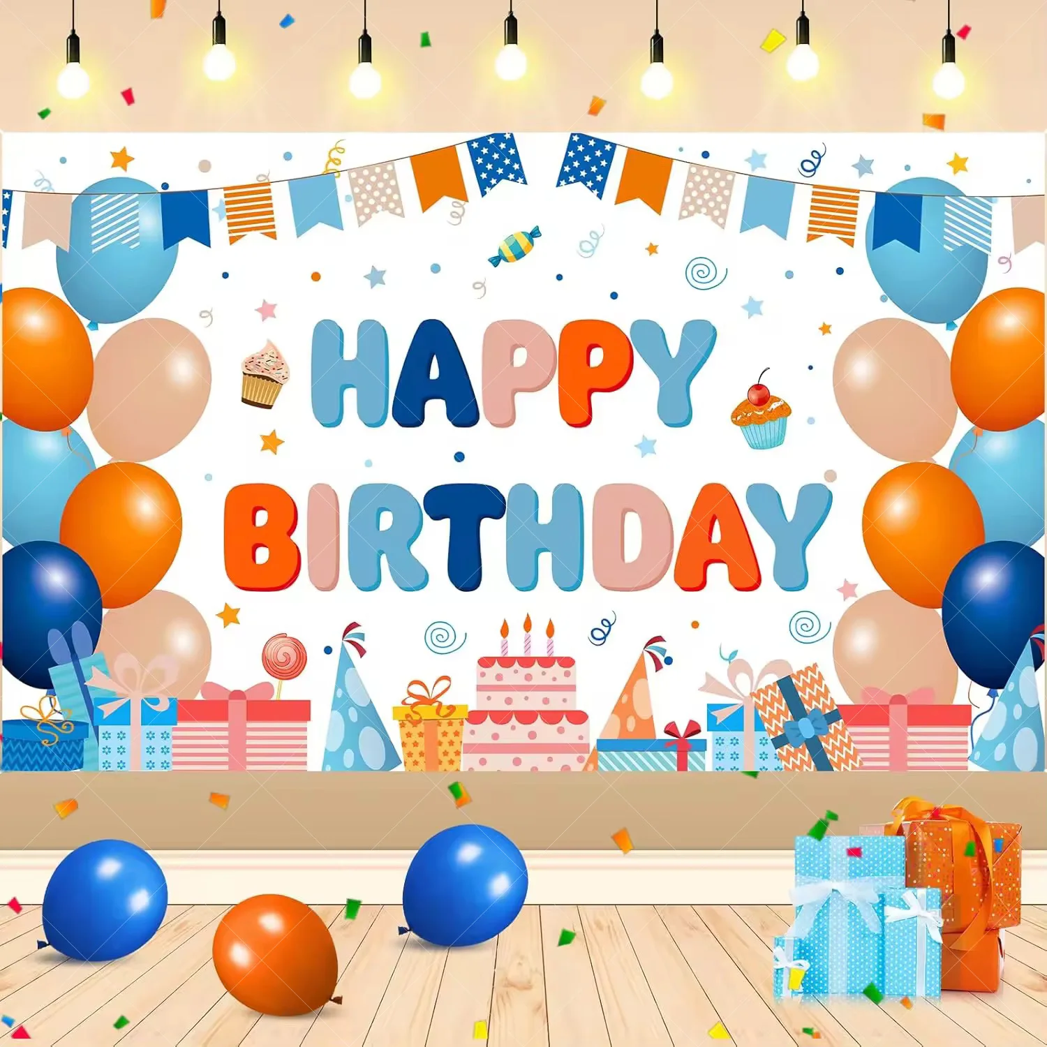 

Happy Birthday Background Cloth Door Colorful Balloons Curtain 1st Birthday Party Decoration Kids Child One cake Photo Backdrop