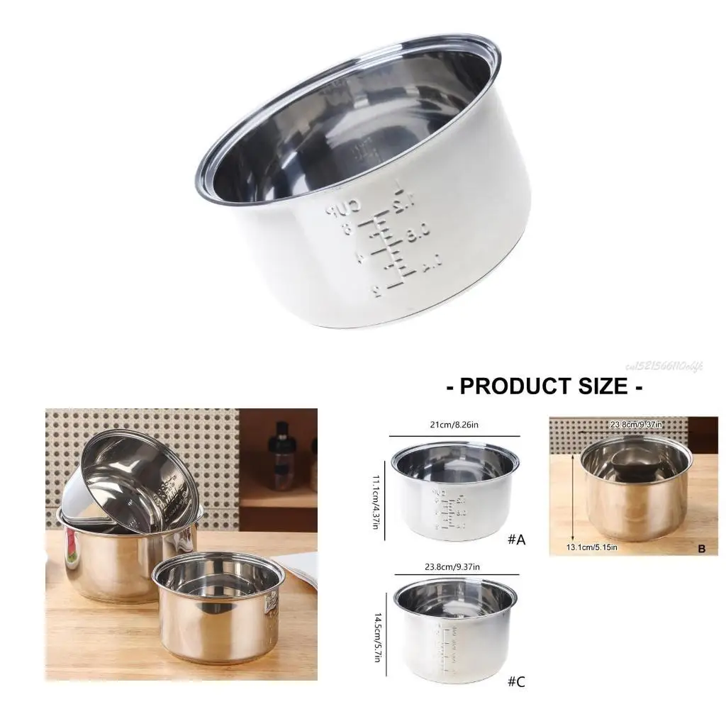 Pot interna reemplazo acero acero inoxidable 27RB para bandeja antiadherente olla arroz interior tazón