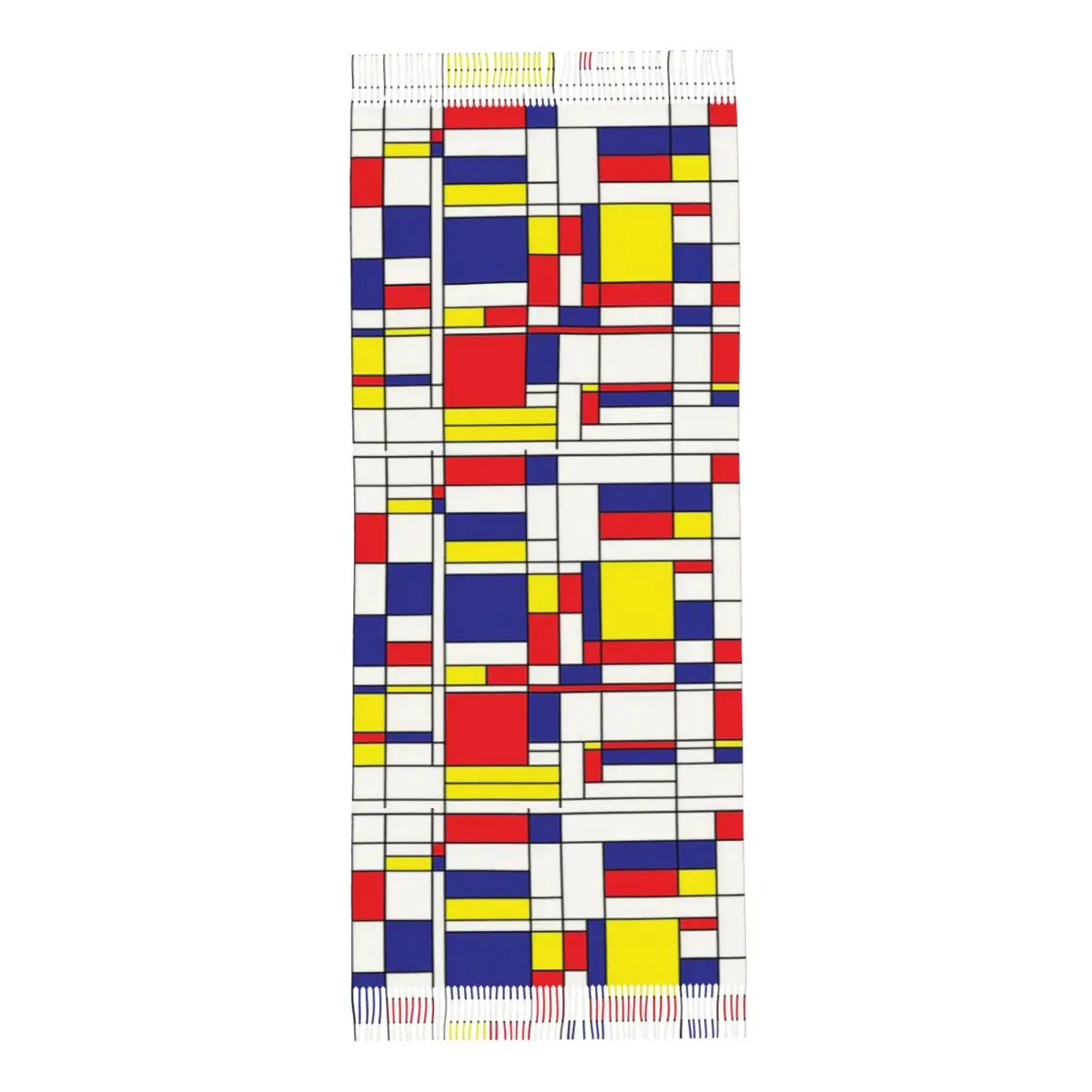 Mondrian minimalistyczny De Stijl nowoczesny szalik szaliki z frędzlami damskie miękkie ciepłe szale i chusty długi, jesienno-zimowy szal Wrap