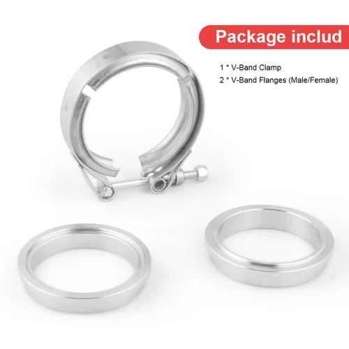 Imagen 2 del producto Kit de brida de hierro con abrazadera de banda en V de escape mejorada SUS 304, brida macho y hembra de 2 ''/2,25''/2,5''/2,75''/3''/3,25''/3,5''/3,75''/4''
