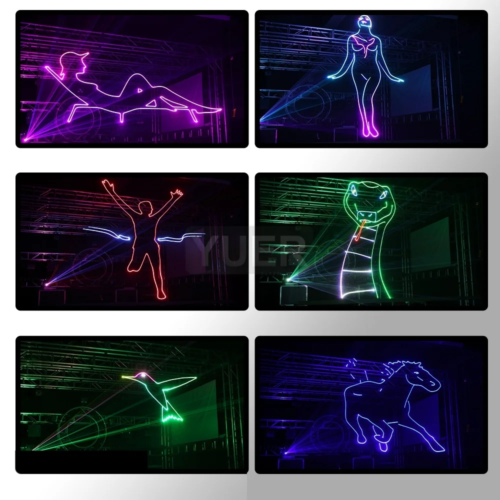 1W 2W 3W With ILDA Stage 3D Animation Scanner DJ Laser Light DMX Beam Projector Bar Club Disco Christmas Party Wedding Show