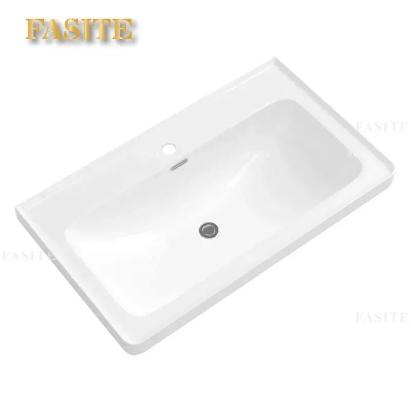 For 17CM Deep Ceramic Wash Basin Bathroom Counter Integrated Sink with Water Retaining Edge Laundry Pool Countertop Basin
