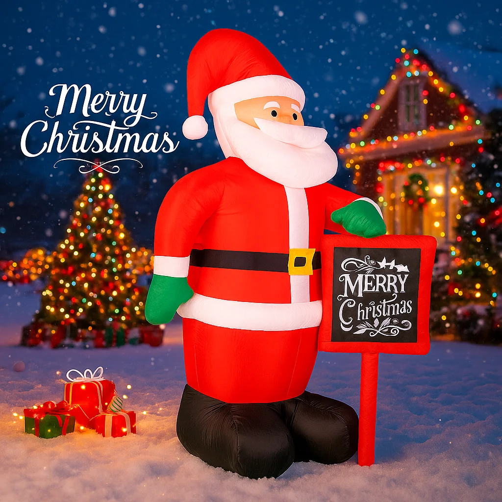 5,9FT Giocattoli gonfiabili di Natale Decorazioni gonfiabili di Babbo Natale Ornamento di Natale Cortile Prato Forniture per la casa Regalo con luci a LED