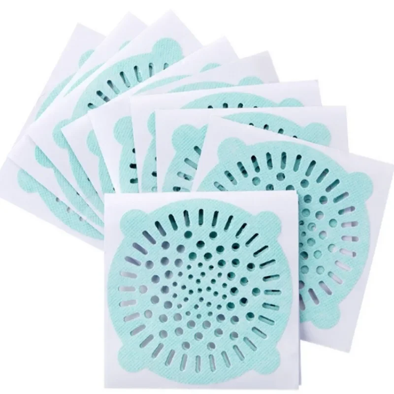 10pcs Bathroom Sewer Hair Floor Drain Adhesive Household Items Disposable Filter Mesh Sink Adhesive Garbage Blocking