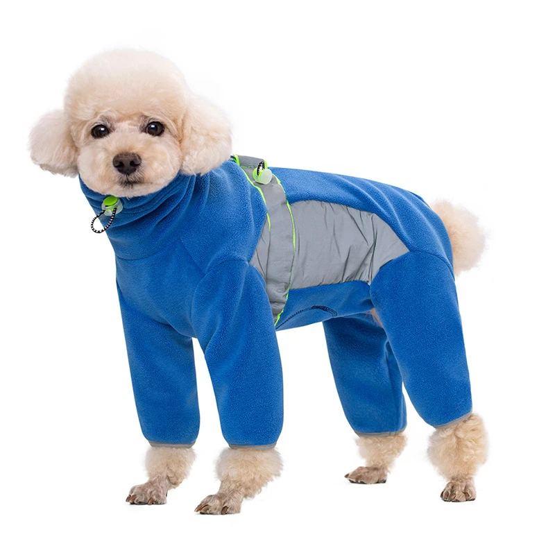 2024 Small Breed Dog Clothes Reflective Pet Dog Jumpsuit Fleece Winter Overalls For Dogs Boy Girl Dog Costume With Zipper