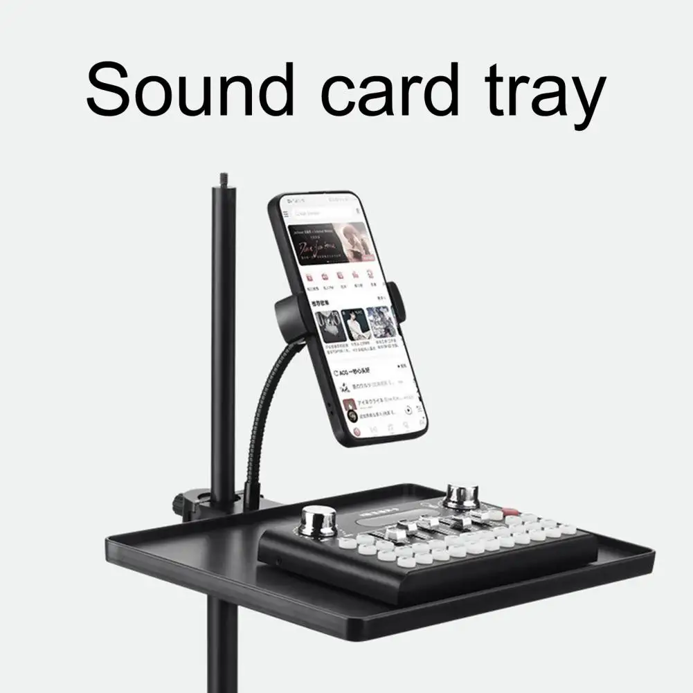 Sound Card Tray Adjustable Movable Universal Small Items Shelf Portable Sound Card Tray Live Broadcast Microphone Rack Stand