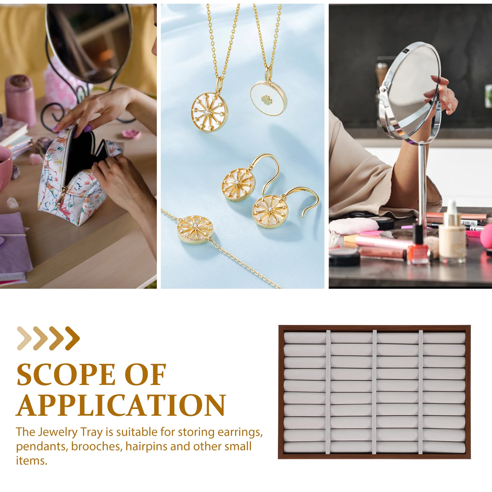 

Wooden Bracelet Display Tray for Jewelry Organizer with Flannel Hanging Holder Dish Lightweight Travel Storage