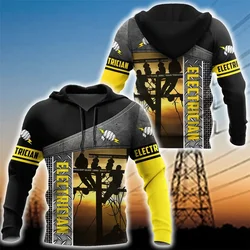 HX Fashion Mens Hoodies 3D Graphic I Am An Electrician Printed Sweatshirts Long Sleeve Pocket Pullovers Harajuku Men Clothing