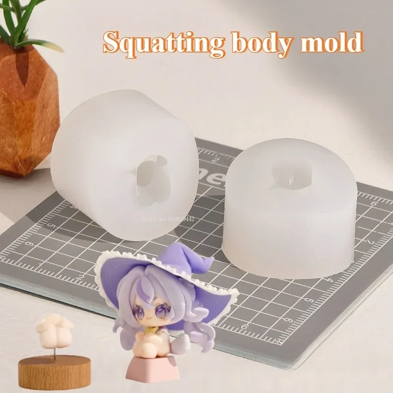 Trumpet Squatting Body Model Silicone Mold Ultra Light Clay Stone Plastic Soft Pottery Turning Mold Anime Doll Sculpting Making