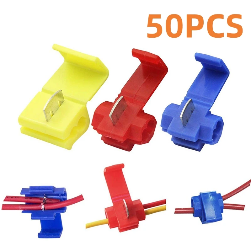 10-50pcs Wire and Cable Connectors Scotch Lock Quick Splice Snap Wire Connectors Crimp Non-destructive No Broken Wire AWG22-18