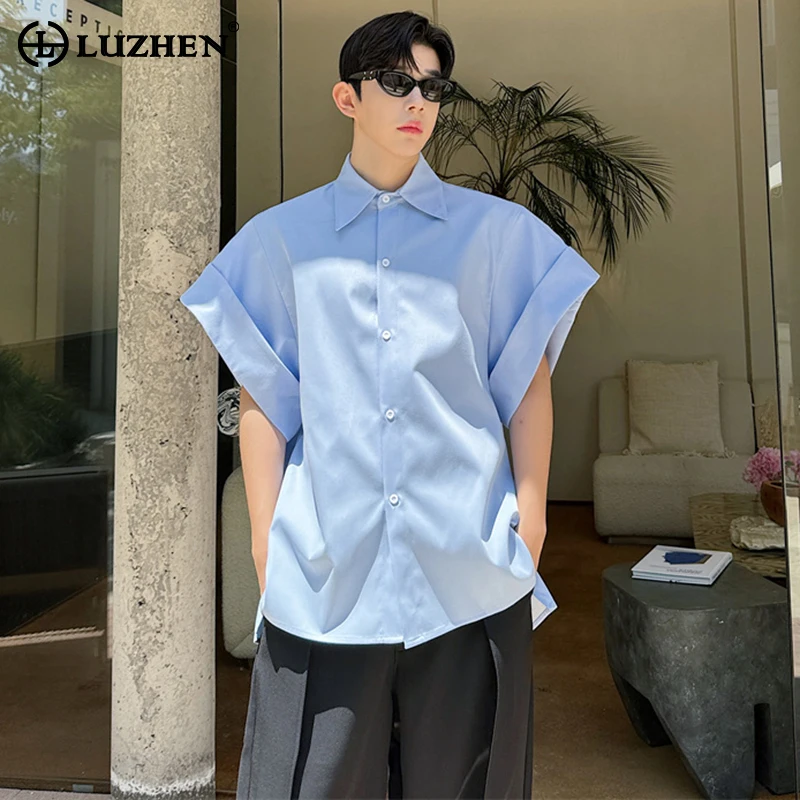 LUZHEN Niche Design Stylish Short Sleeve Shirts Original Fashion Elegant Handsome Korean Clothing Men Casual Blouses Tops LZ4028