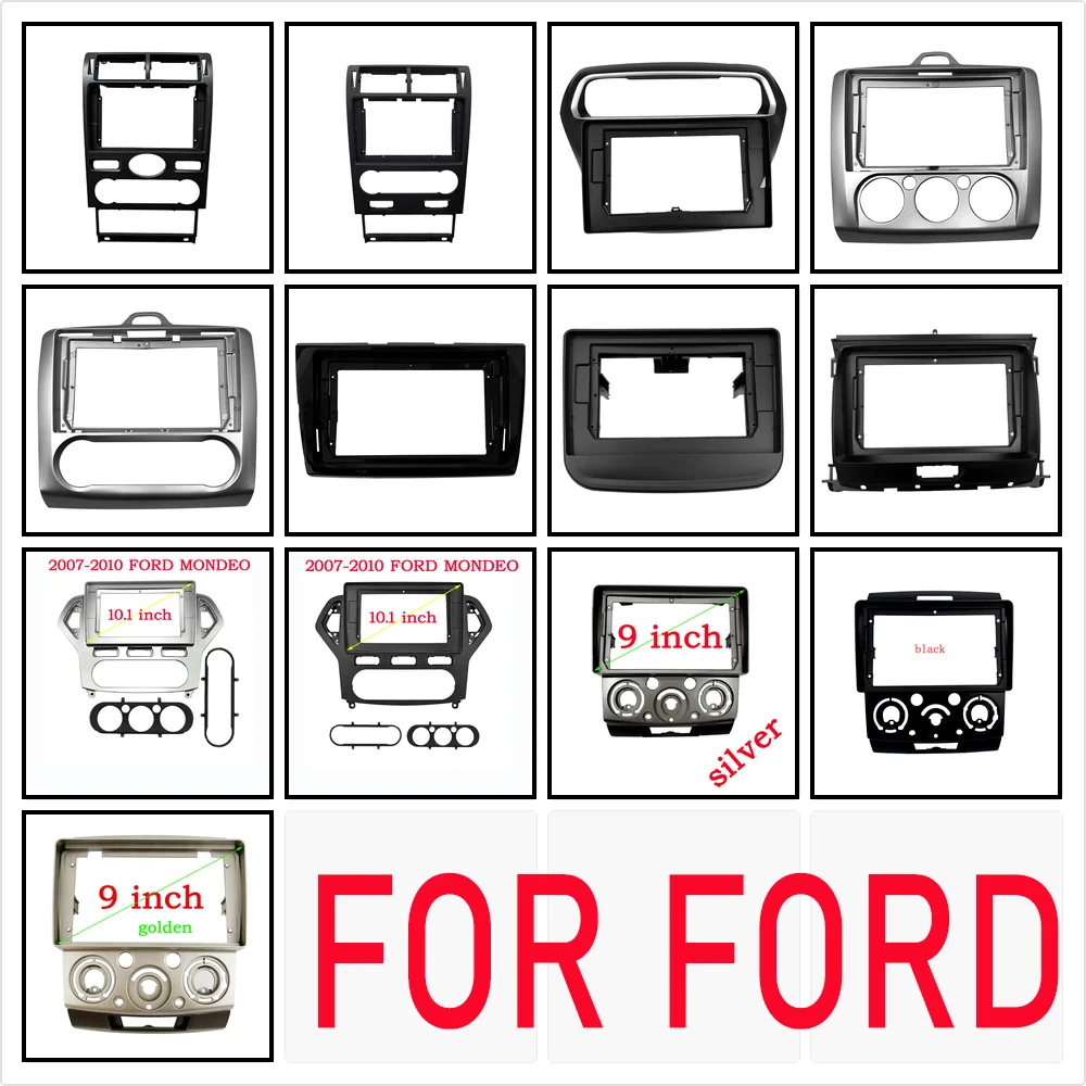 2 Din 9 INCH Car Audio Frame GPS Fascia Panel Car Plastic for For Focus Escort Taurus Explorer RANGER BT50 MONDEO 3 EVEREST