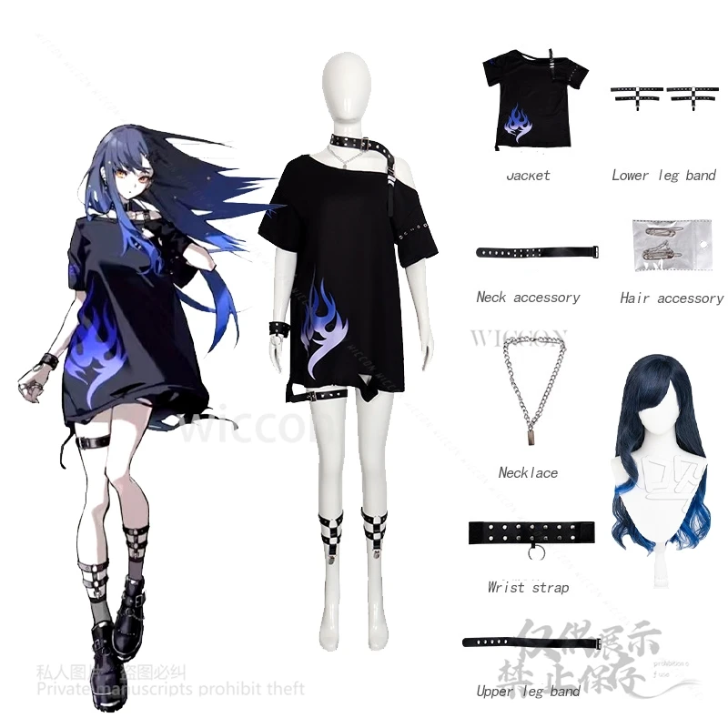 مشروع Sekai AZUSAWA KOHANE Shiraishi تي شيرت زي ملون للمسرح ملابس تنكرية فستان الهالوين شعر مستعار مخصص