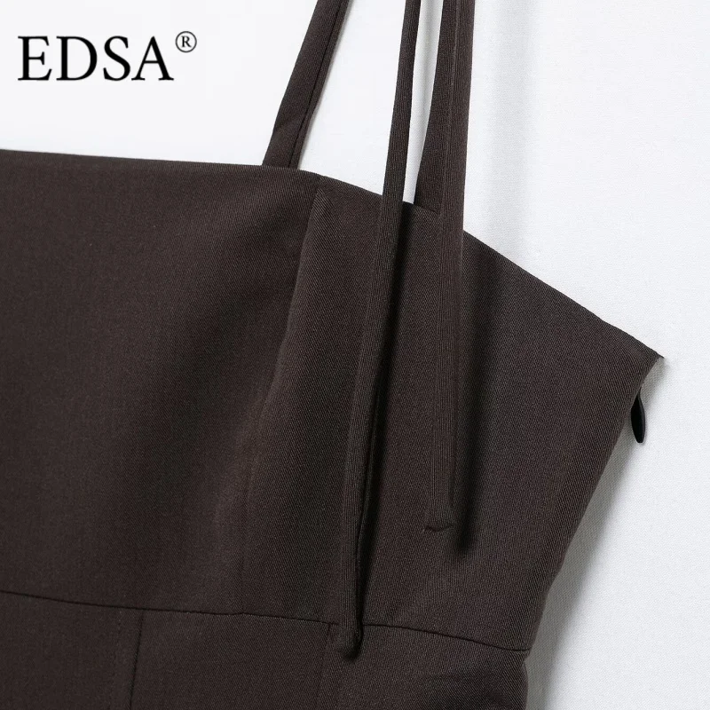 EDSA femmes chemisier extensible avec bretelles arcs décolleté droit fermeture éclair latérale été Sexy dos nu femmes hauts