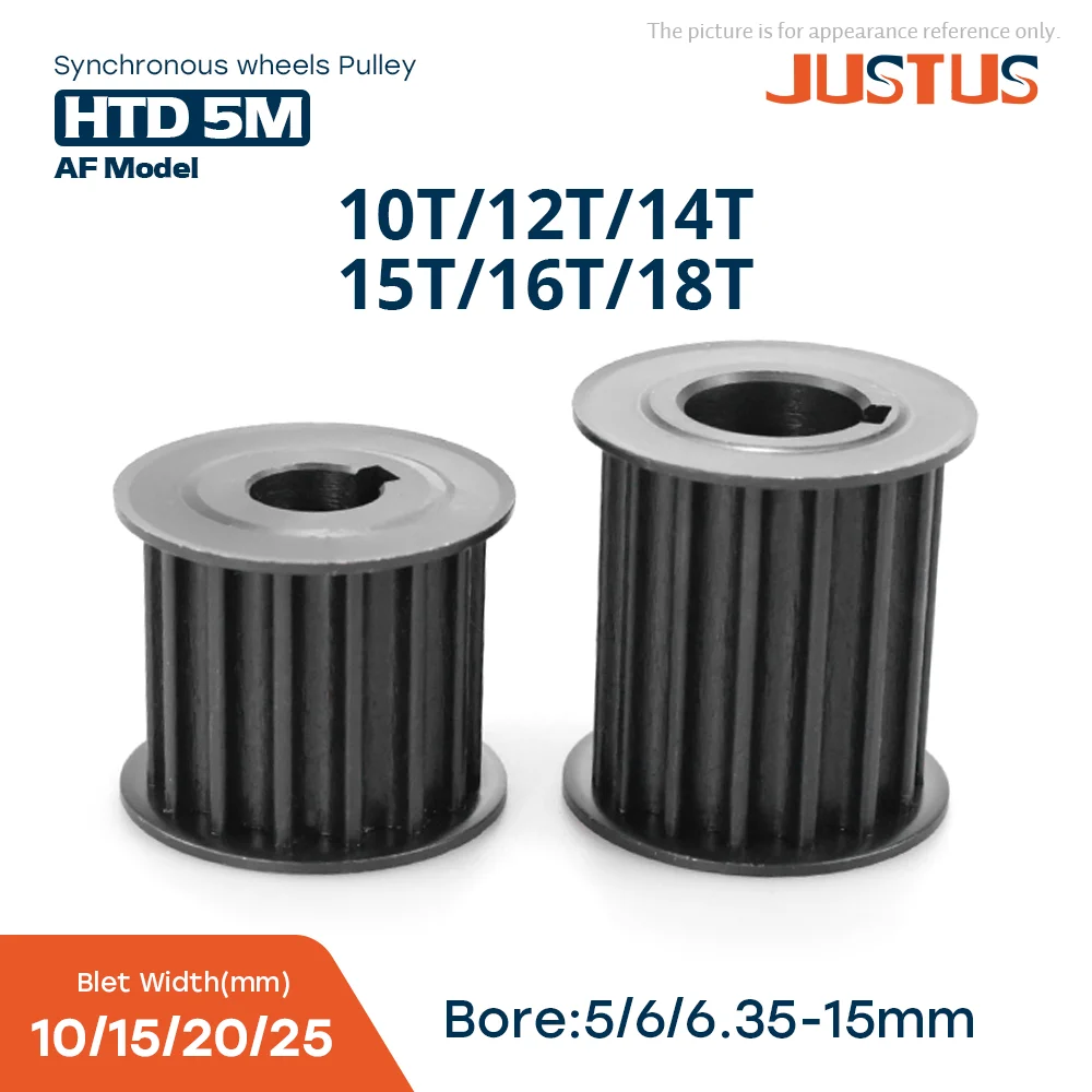 HTD 5M 10T/12T/14T/15T/16T/18 Teeth Black Steel Synchronous Wheels Pitch 5mm Bore 5-15mm for Belt Width 10/15/20/25mm