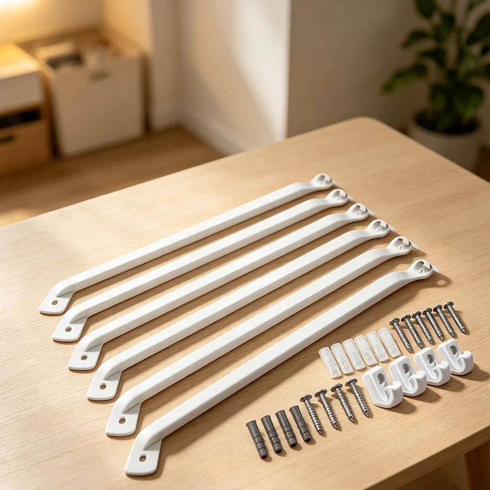 12 Inch Wire Shelf Brackets Kit with Clips and Mounting Hardware for Closets Garages and Retail Storage White Coated Steel