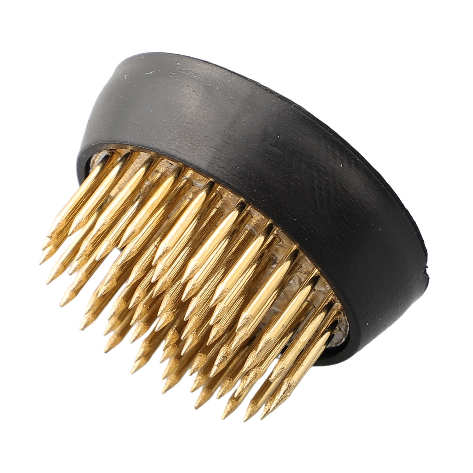 Round Brass Kenzan Flower Base Holder for Ikebana Floral Arrangement with Rubber Gasket to Protect Vase from Scratches