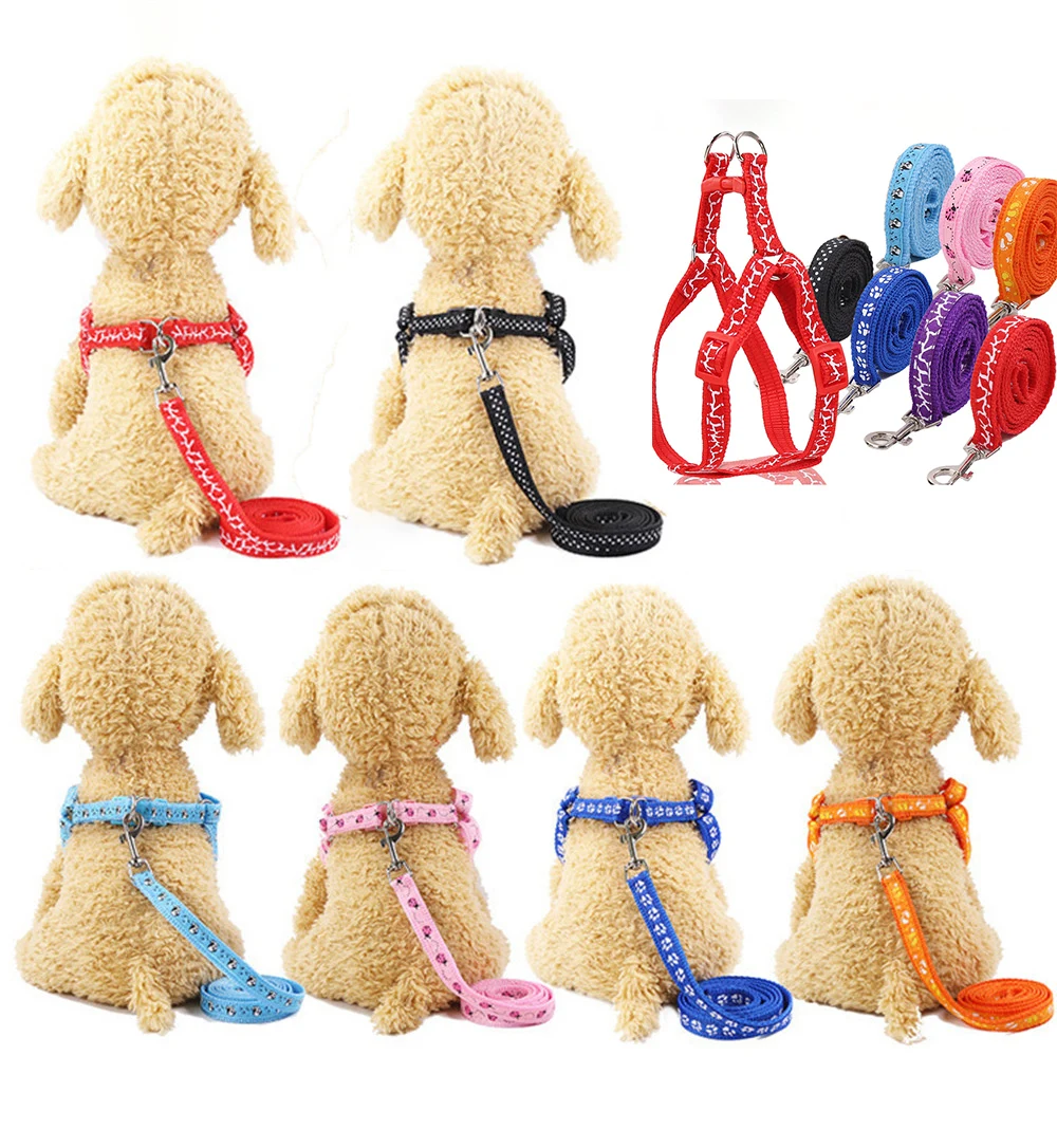 

OIMG Solid Color Pet Chest Strap Nylon Leash Teddy Schnauzer Eskimo Dog Chain Cat Leash Outdoor Supplies Explosion-Proof Rushing