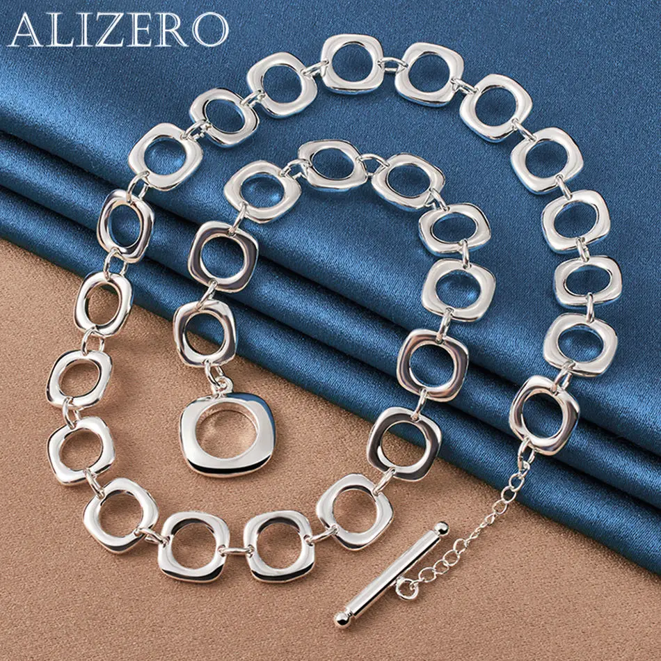 

ALIZERO 925 Sterling Silver Necklace 20 inch Squares Chain Necklaces For Women Men Fashion Wedding Party Jewelry Gifts