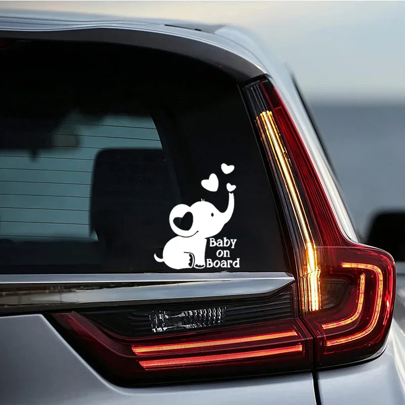 Adesivo de Vinil para Carro, Moto, Laptop: Bebê a Bordo, Elefante Bebê, Gato - Decoração Automotiva para Para-choque e Janelas - Acessórios de Decoração para Carro