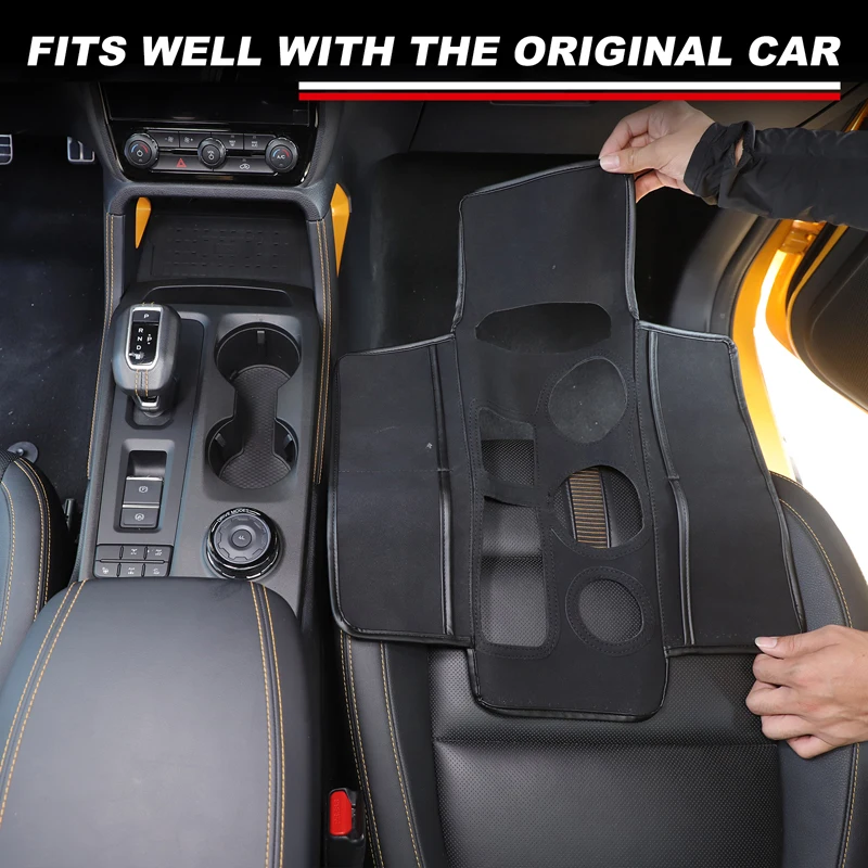

For Ford Ranger Wildtrak T9 2023-25 High-solid Sheepskin Leather Black Car Center Console Protective Cover Trim Car Accessories