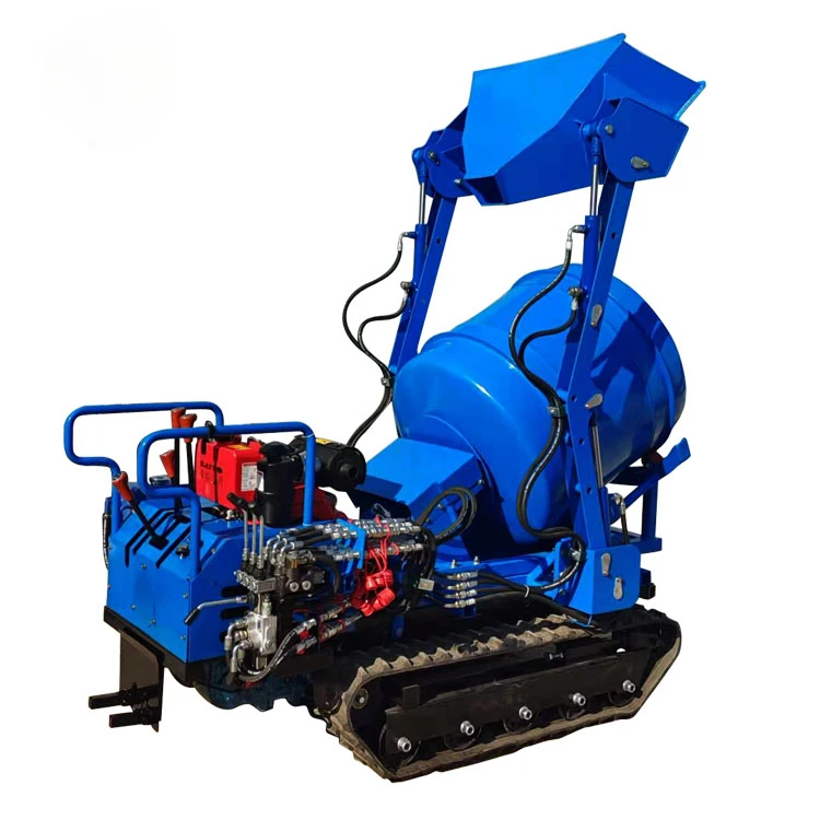 Crawler 200L 400L with Bucket Mini Self-Dumping Concrete Drum Mixer Crawler Concrete Mixer Machine Self Loading Concrete Mixer