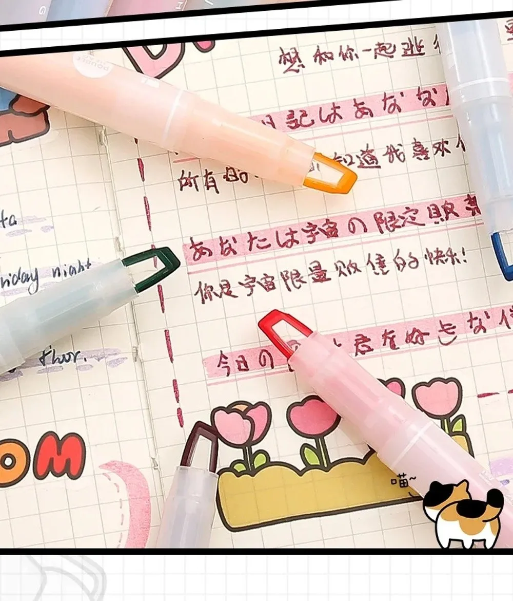 

5 цветов/набор, двойной уникальный маркер с оконным наконечником, ручка с двойной головкой, пастельный цвет, флуоресцентная ручка, канцелярские принадлежности, сделай сам, скрапбук