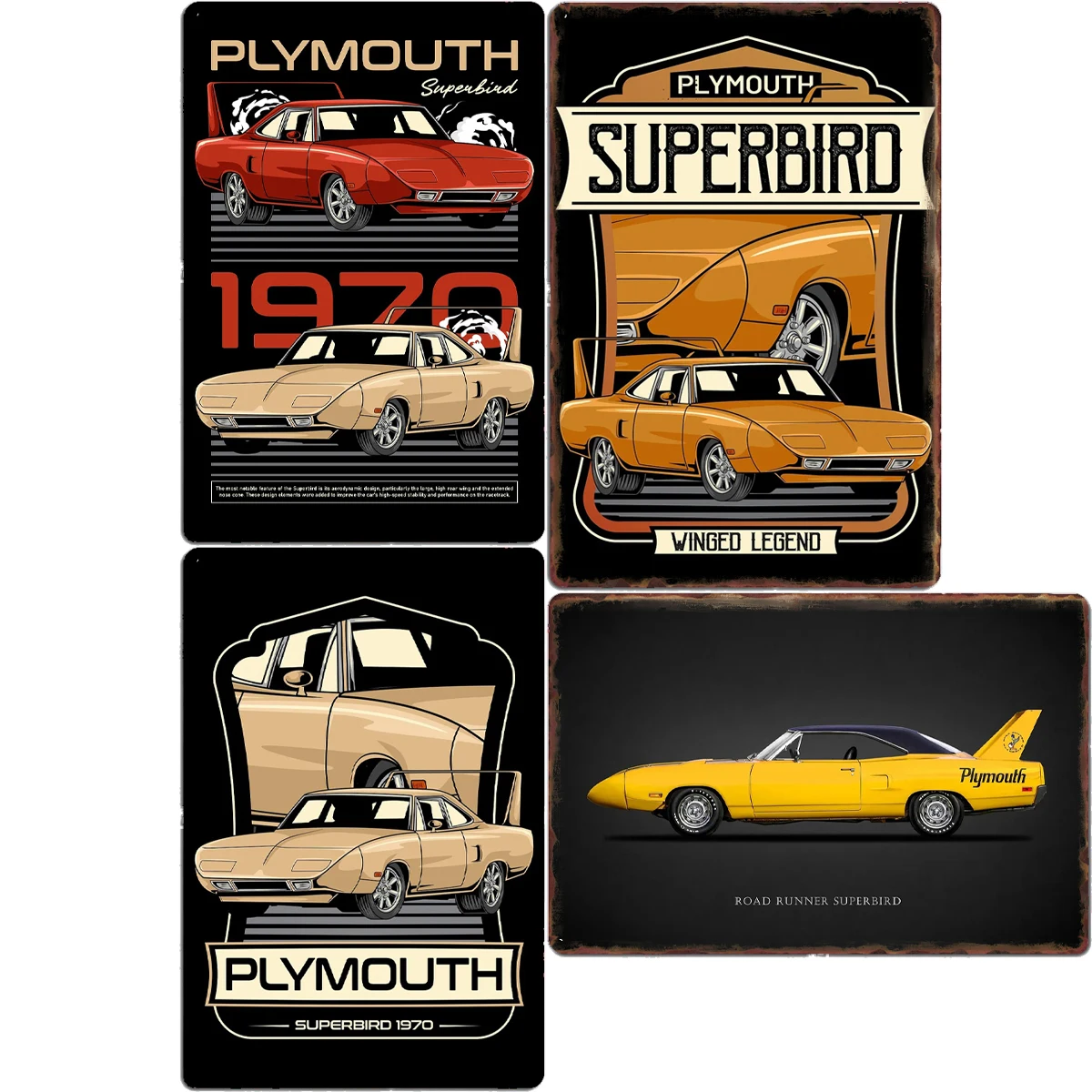 Retro Plymouth Superbird Muscle Race Car Classic Sports Car Metal Poster Sign Garage Club Custom Wall Tin Room Decor Home Decor