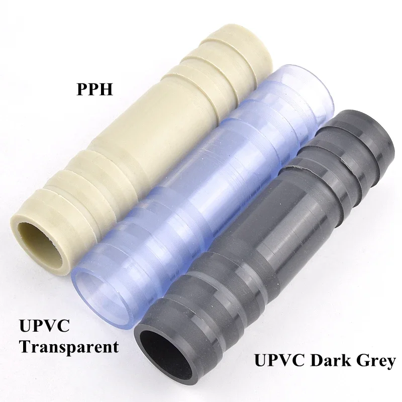 20 to 50 mm UPVC PPH fast-connect straight-through irrigation joint for garden hoses and aquarium systems DIN compliant dark gra
