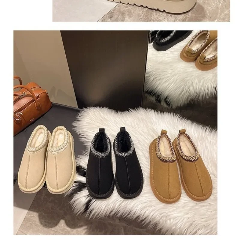 No Standard Snow Boots Women's Size Large Velvet Fur Warm Muffin Platform Slippers Heel-free Cotton Shoes Cotton Boots
