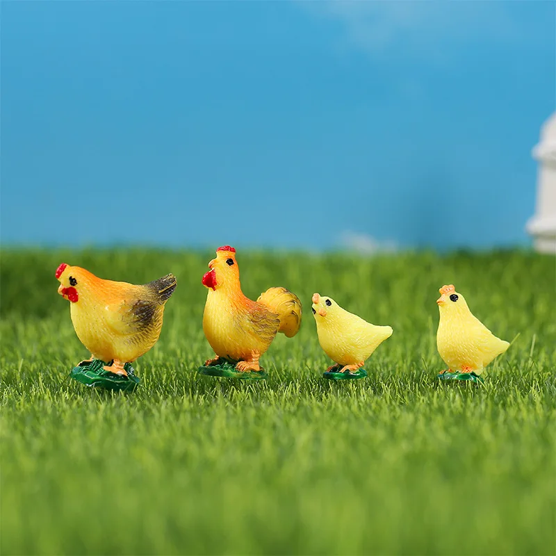 New Figurine Miniature Cute Yellow Chick Rooster Hen Micro Landscape Ornaments For Home Decorations Desktop Decoration Room