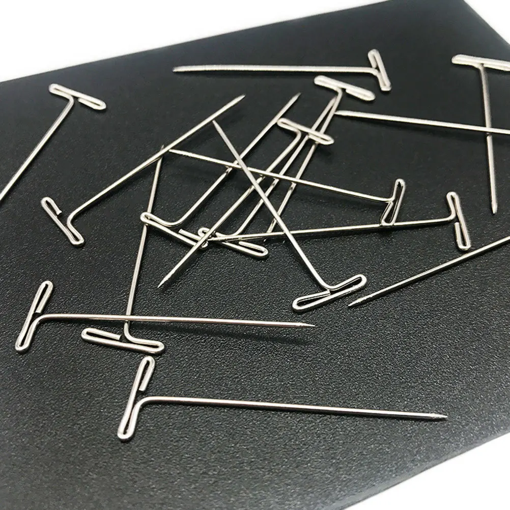 50 قطعة دبابيس T معدنية صنع التصميم سهلة إدراج إزالة صندوق بلاستيكي تخزين 51 مللي متر دبابيس للشعر المستعار T للشعر المستعار #3