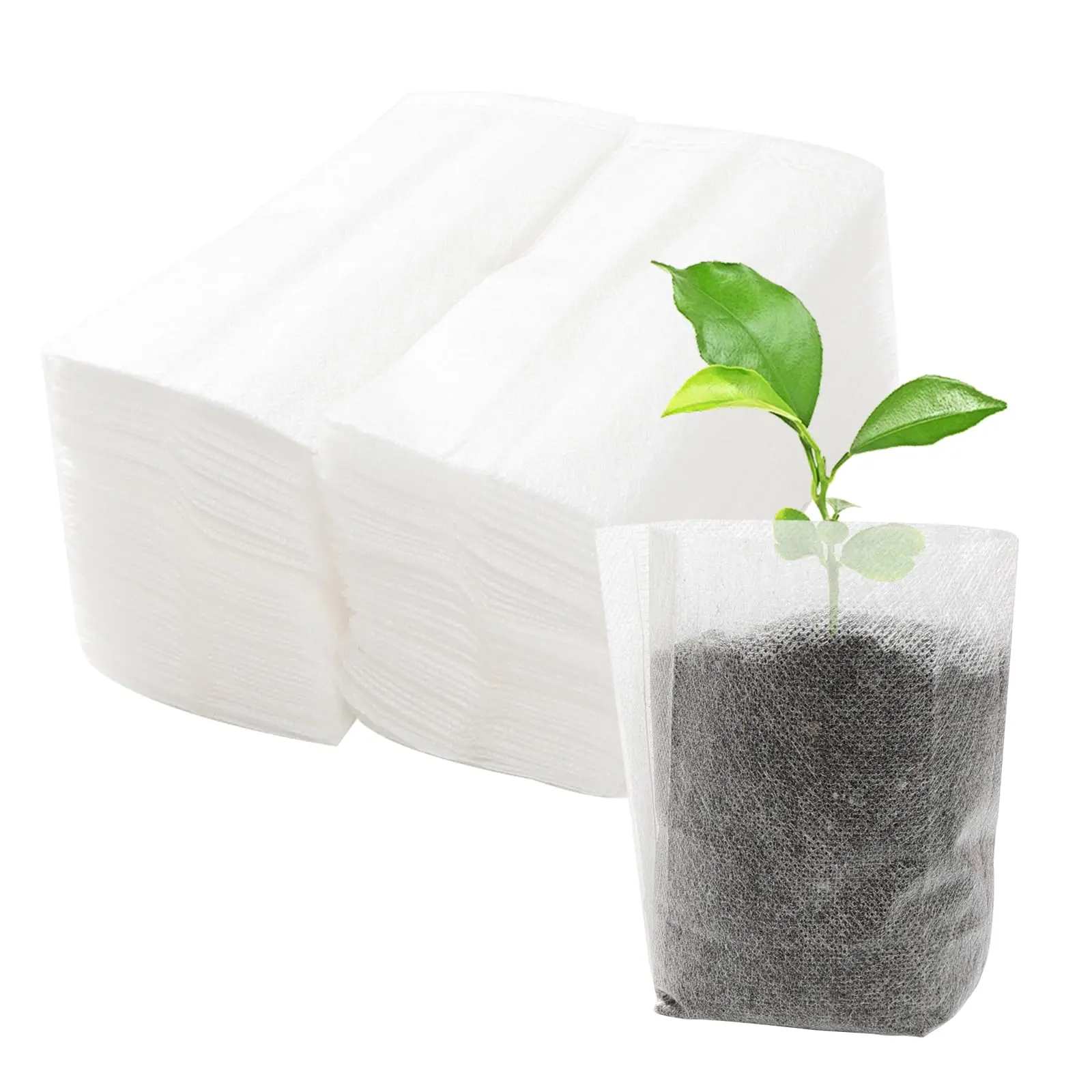 100 Uds. Bolsas de vivero no tejidas para cultivo de plantas biodegradables, maceta para plantar plántulas de vegetales agrícolas ecológica