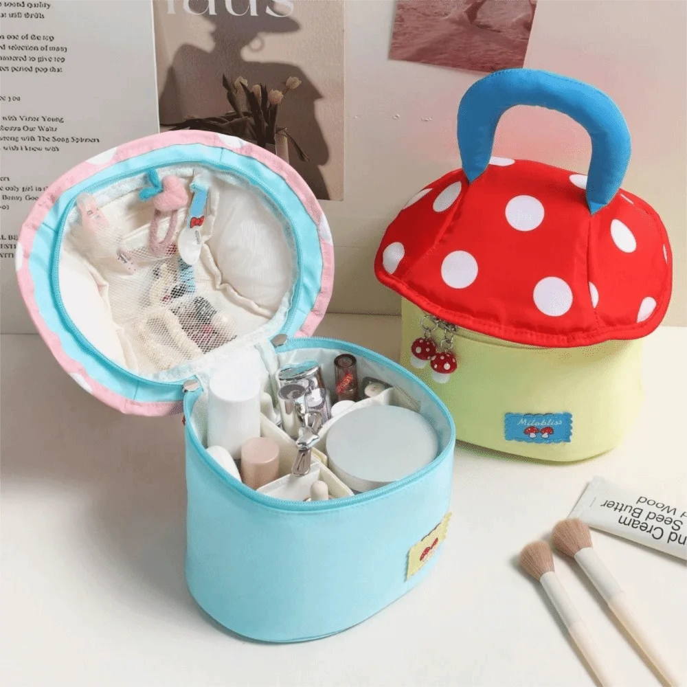 Fashion Mushroom Shaped Makeup Cosmetic Bag Large Capacity Portable Toiletry Bag Travel Bag Storage Travel Organizer view 6