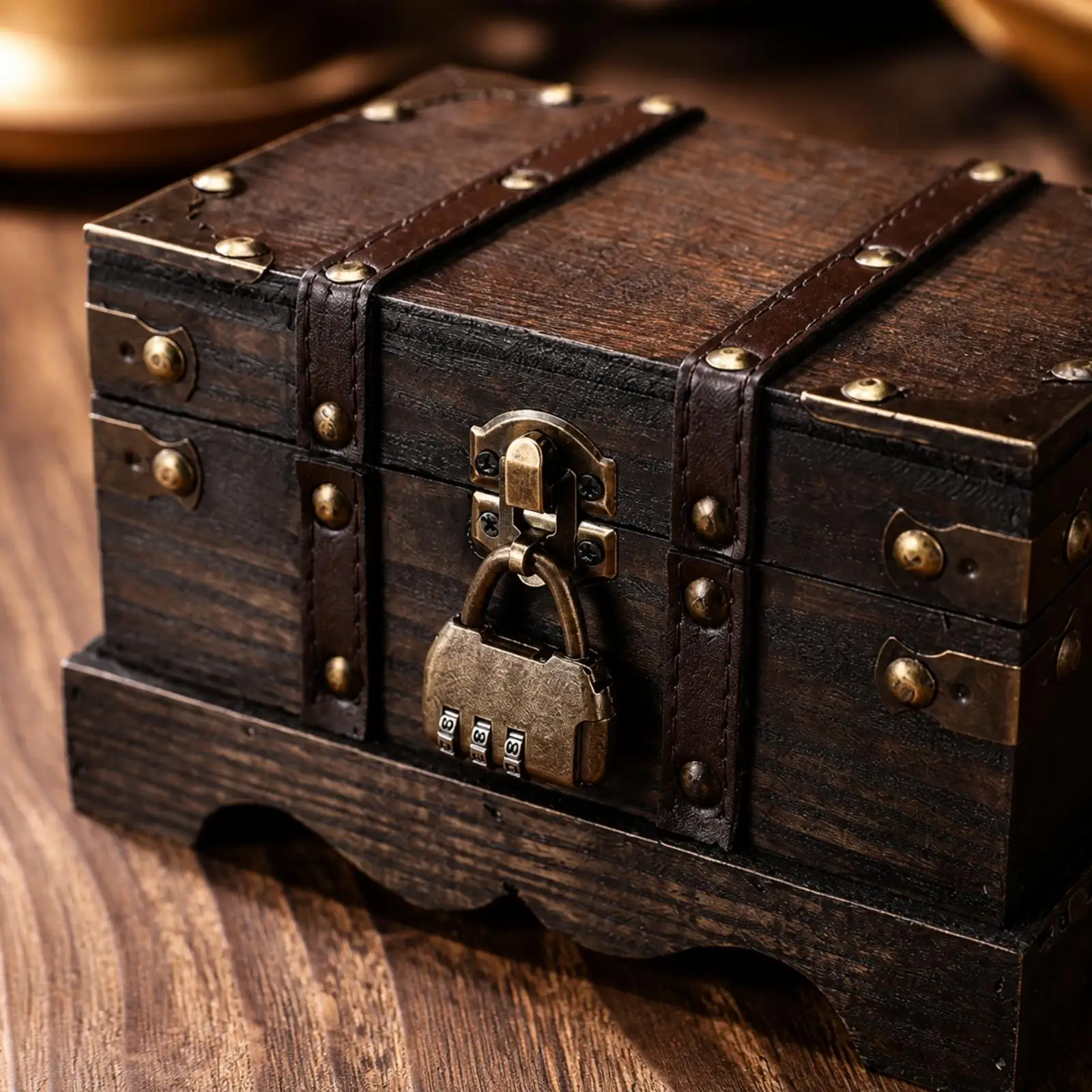 Storage Chest Small Lockable Jewelry Box with Combination Padlock Secure