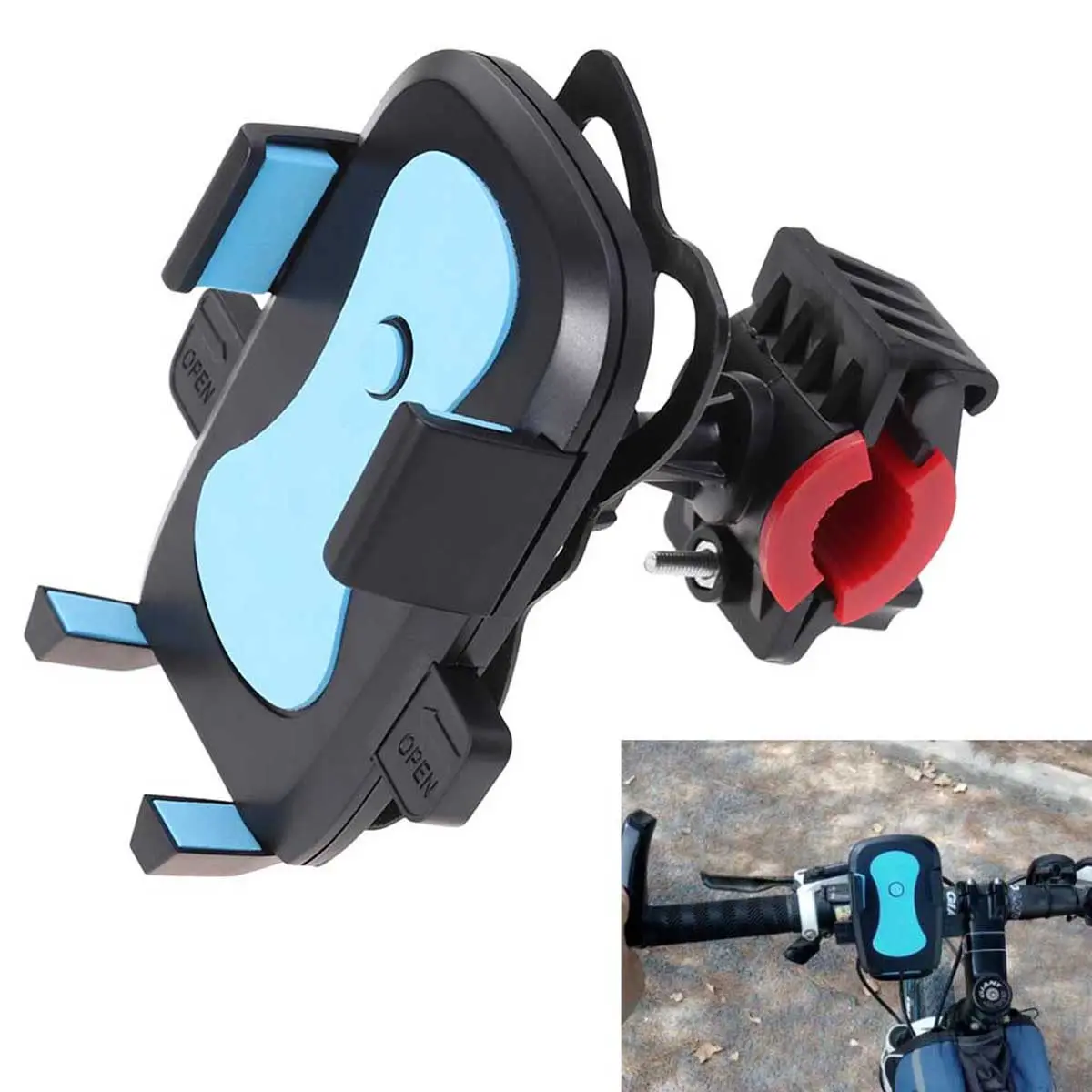 

Motorcycle Handlebar Phone Holder Universal Mount Bracket Sturdy Clip Degree Rotatable ABS Body GPS Navigation