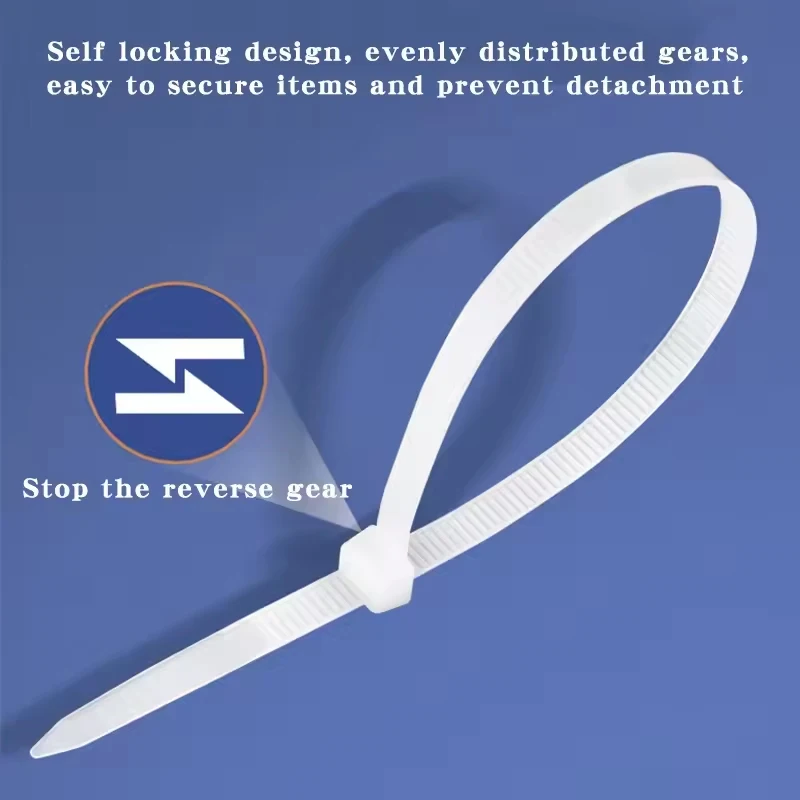 100Pcs Self-Locking Nylon Cable Ties with Fixed Screw Hole White & Black Mount Self-Locking Loop Wrap Bundle Tie Straps for Orga