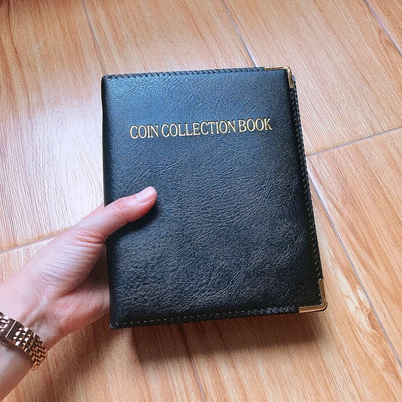 Coin Collection Book 120/240 Pockets  PU Leather Coins Collection Album Book PVC Sleeves Sheet Money Organizer Storage Bags