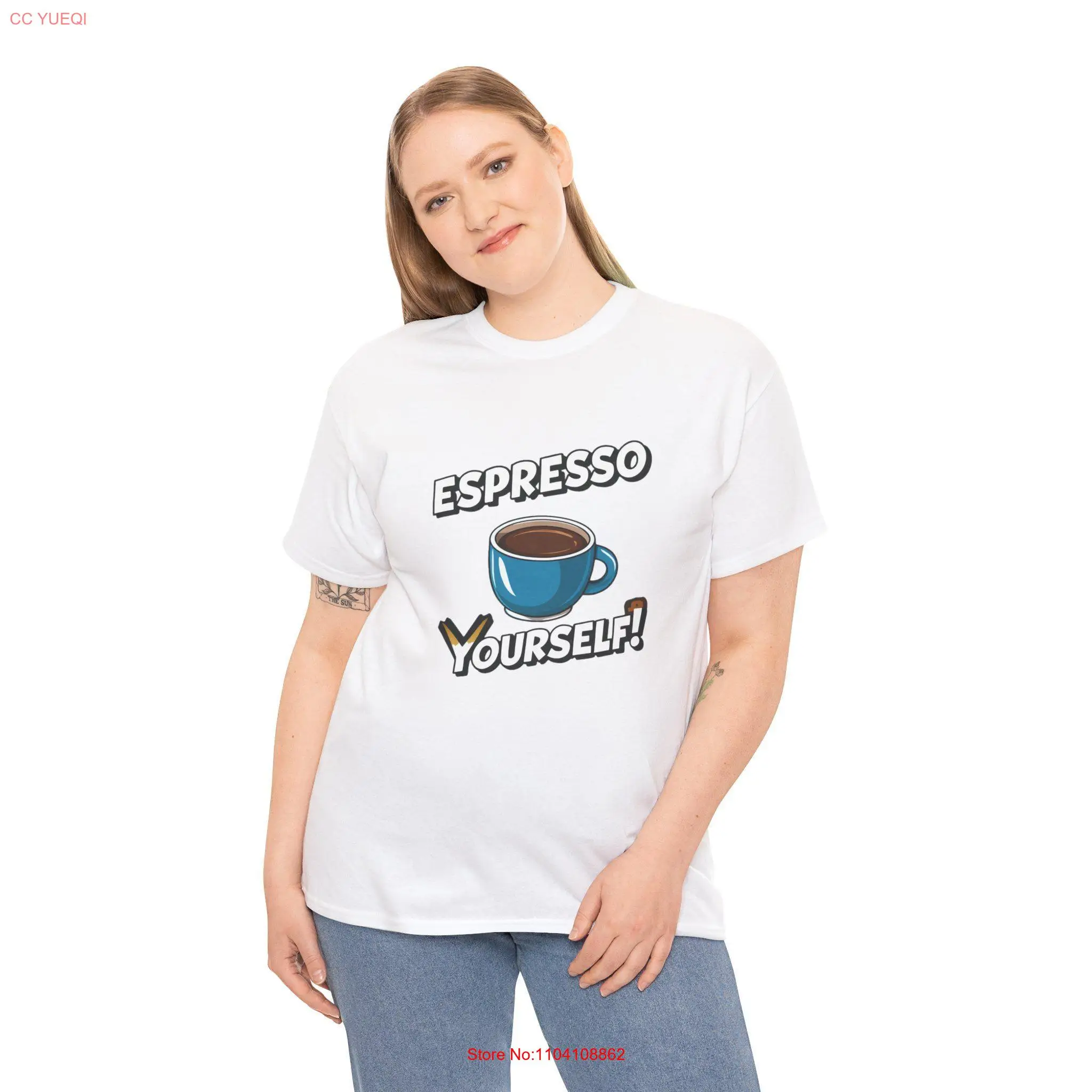 Expresso Yourself T Shirt Coffee Lover Barista Espresso Quote Pun long or short sleeves