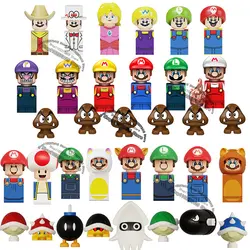 Mini figurines d'action Super Maria Bros, blocs de construction, poupées Wario, Luigi, pêche, Yoshi, briques de chambre plus lentes, KDL815, KDL805, CY8001