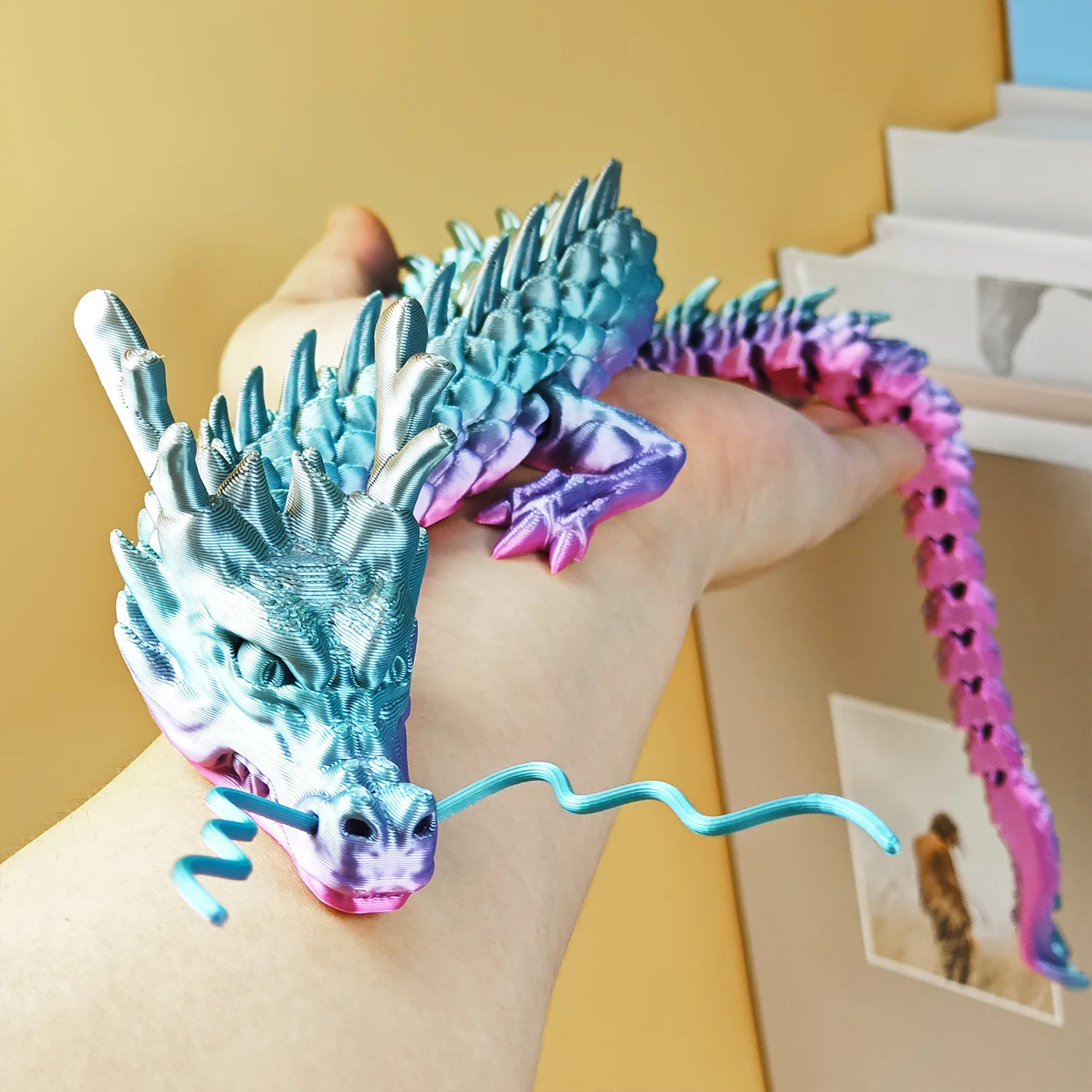 

30cm 60cm Simulation Chinese Dragon Creative 3D Printing Dragon Figure Model Home Decoration Joints Movable Kids Toys Gifts