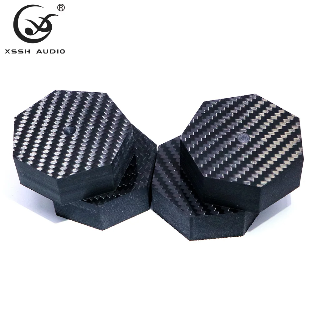 Big Heptagonal Carbon Fiber Speaker Spikes 7-Side 60*20mm Shock Absorbing Isolation Feet for CD Player Amplifier Audio Equipment
