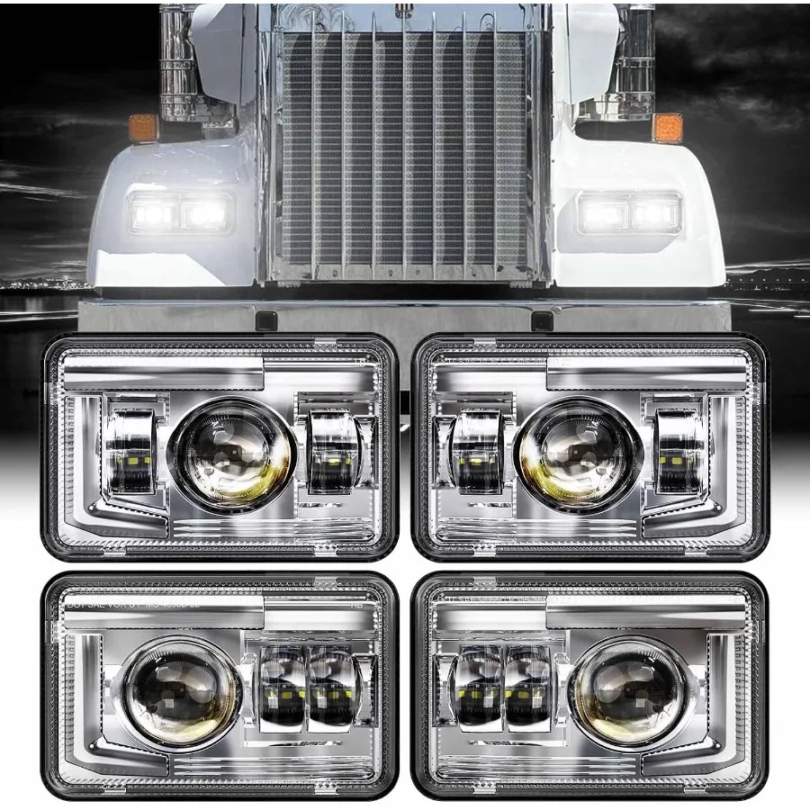 

Одобренные DOT светодиодные фары 4x6 в сборе, герметичный луч Hi Lo, совместимый с KW T800 T600 Peterbilt 379 Freightliner Chevy Oldsmo