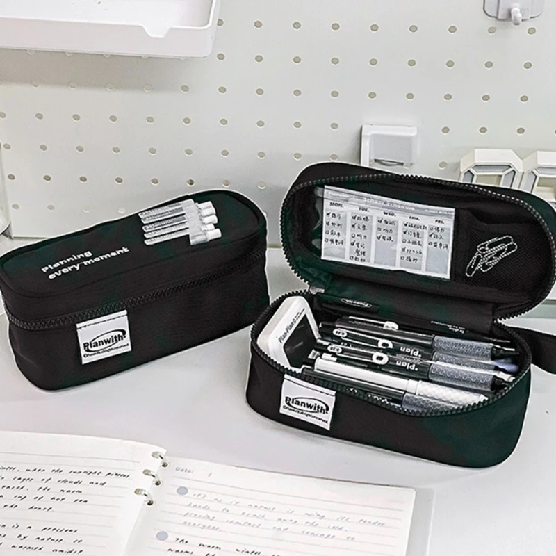 

Big Capacity Pencil Case Zippers Pen Holder Pencil Organizer Expandable Pencil Bag Large Stationeries Pen Storage Pouch D2RC