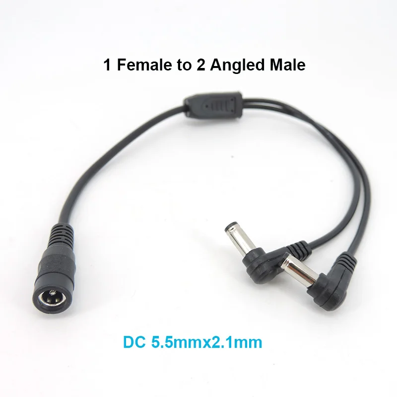 DC 5.5mmx2.1mm Power 1 Female to 2 Angled Male Way Splitter Adapter Connector Plug Cable 12V For CCTV Camera LED Strip Light M20