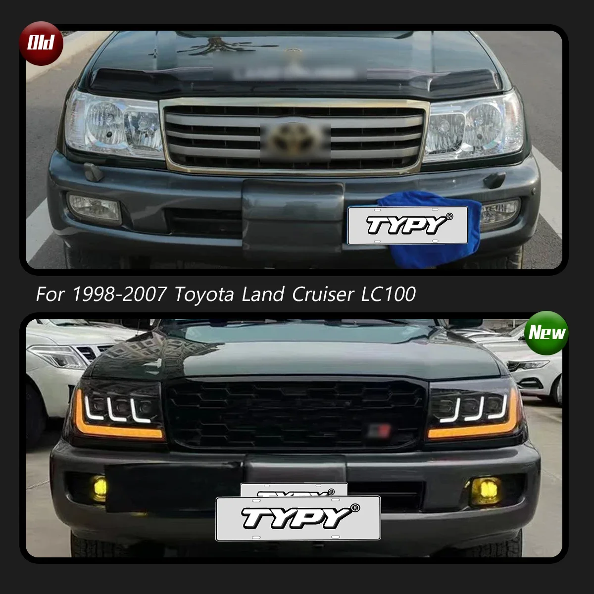 

TYPY новая светодиодная фара, обновленная, модифицированная для Toyota Land Cruiser, фара 1998-2007, динамический сигнал, автоаксессуары
