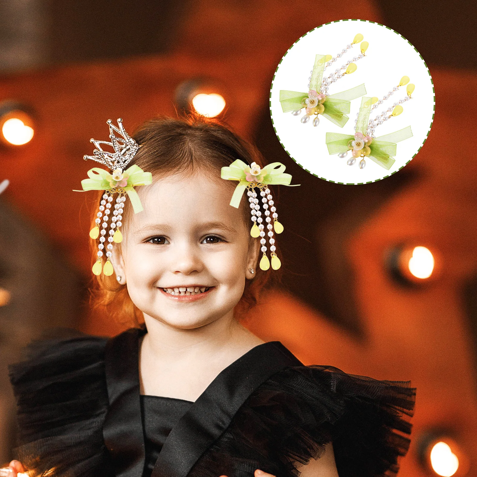 

2pcs Chinese Flower Tassel Hairpins Dangle Hair Clips For Women Retro Barrettes Decorative Metal Hair Accessories Party