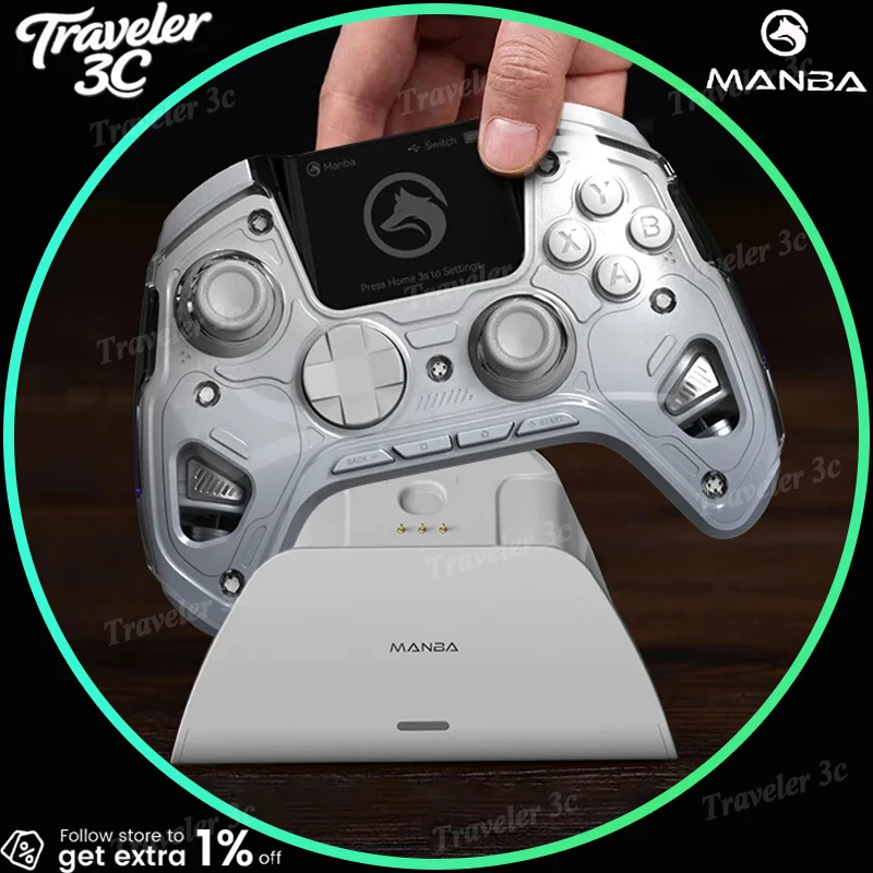 

NEW Mamba One Wireless Gaming Controller for Switch/PC/iOS/Android Hall Linear Trigger RGB Light 1800mAh with Charging Dock